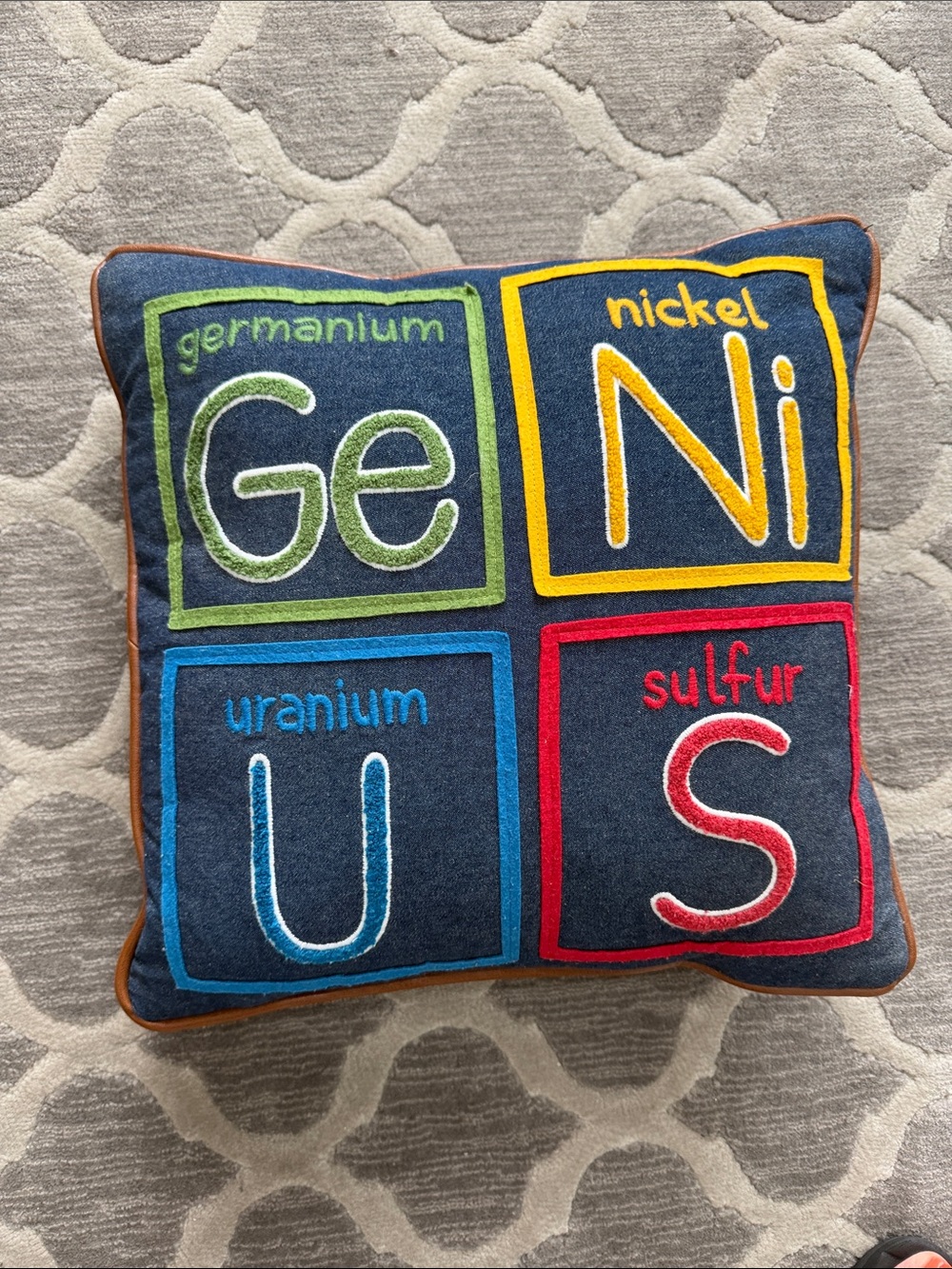 Target Blue Chemistry Elements Accent Pillow with Multicolor Blocks